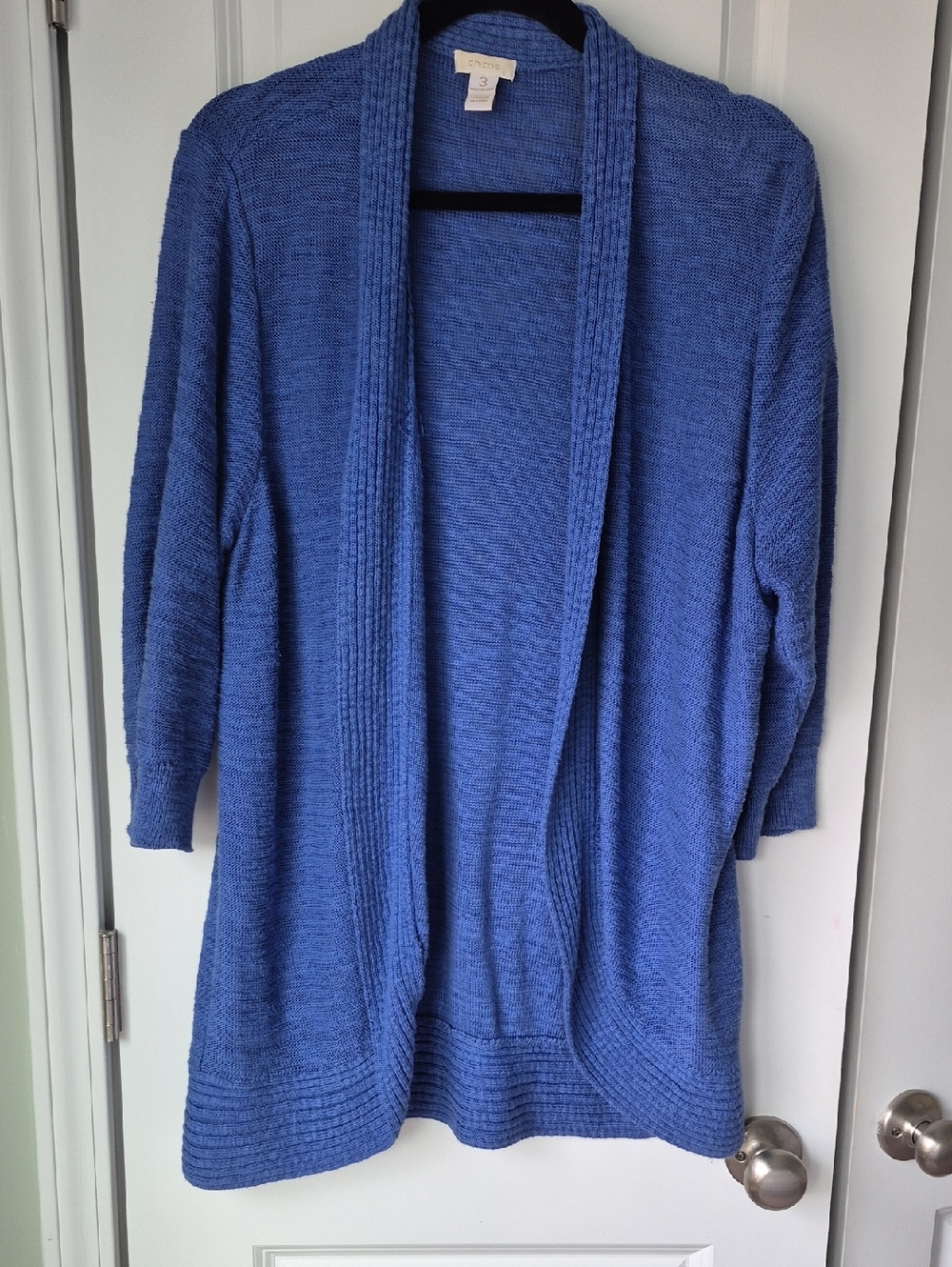 CHICO'S 3 Royal Blue COTTON-LINEN blend Top.